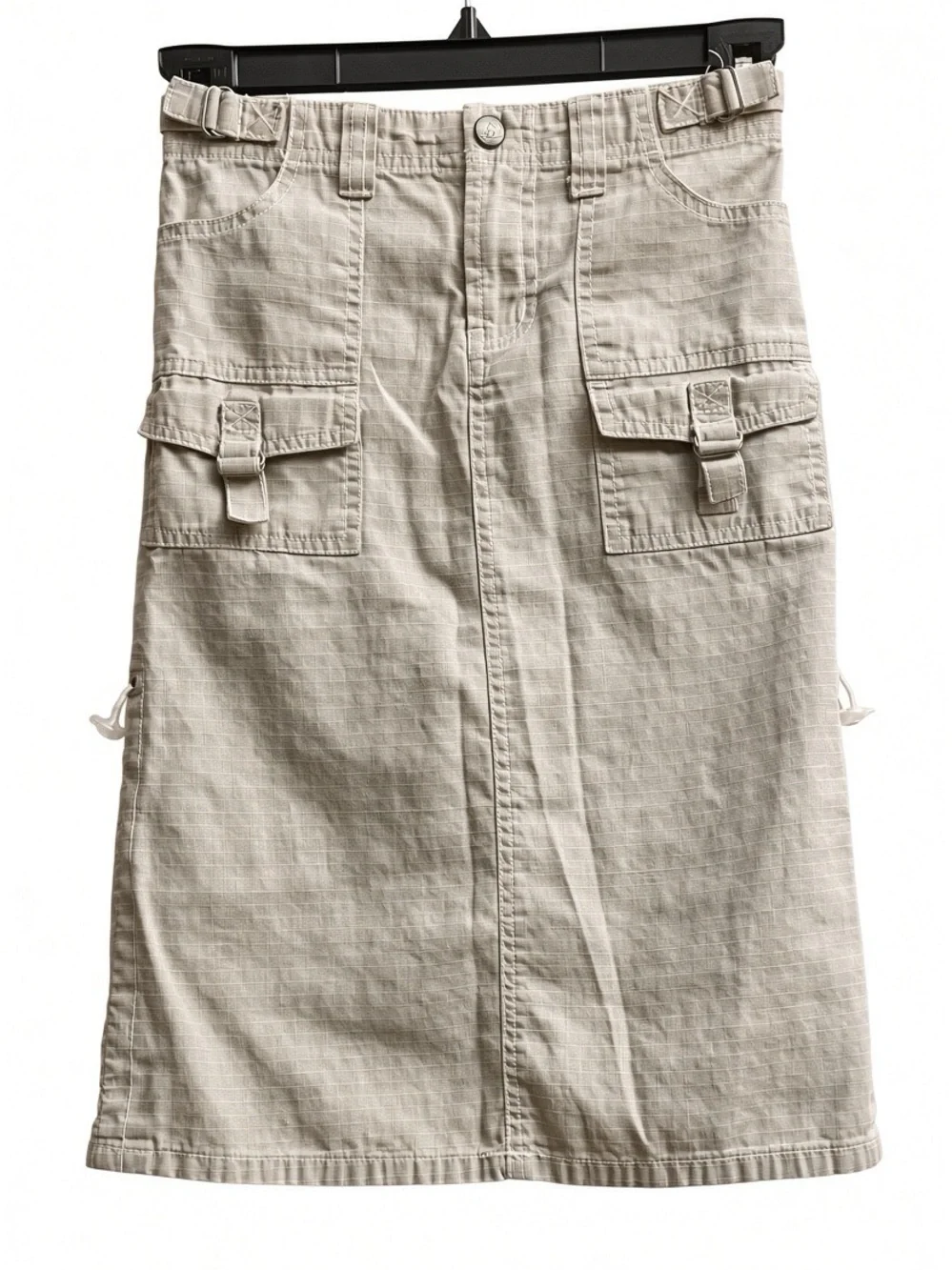 Beige Cargo Midi Skirt